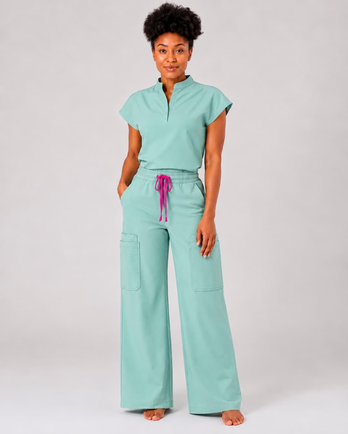 ELS Scrubs — Sage Mist Wide Leg Set